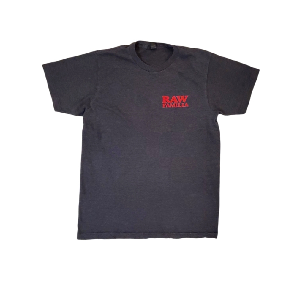 Raw Familia Men's Charcoal Black Logo T-shirt‎ Medium